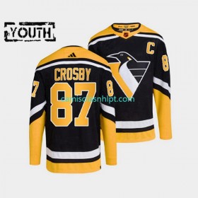 Camiseta Pittsburgh Penguins Sidney Crosby 87 Adidas 2022-2023 Reverse Retro Preto Authentic - Criança
